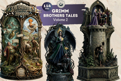 Grimm Brothers Tales Dark Fairytale children book PNG v2 Product Image 1