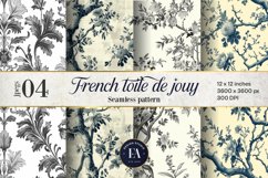 French Toile de Jouy Seamless Pattern, Vintage floral paper Product Image 1