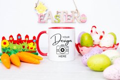 Easter Mug Mockup 11 Oz Blank White Coffee Cup Red Handle Product Image 1