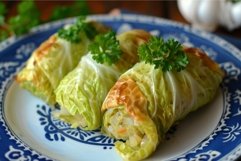 Cabbage rolls stuffed with vegetables and rice are a delicio Product Image 1