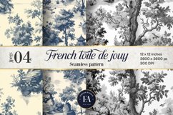French Toile de Jouy Seamless Pattern, Vintage floral paper Product Image 1