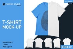 Men&#039;s U-Neck T-Shirt Mock-Up Set Product Image 1