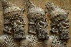 Captivating Old wall painted with Assyrian queens. Generate Product Image 1
