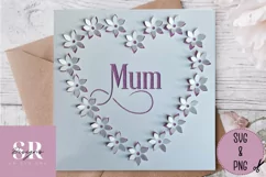 3D Floral Mum heart| Paper cutting | Mother’s Day card SVG. Product Image 1
