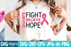 Fight Believe Hope Survive SVG | Breast Cancer SVG Design Product Image 3