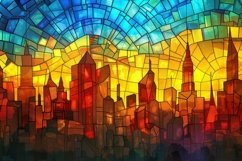 Stained Glass City Background Wallpaper Product Image 1