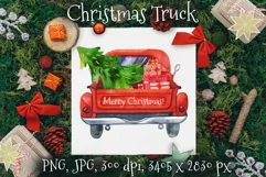 Red Truck Christmas. Christmas Watercolor. Christmas Card Product Image 1