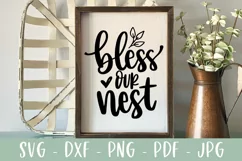 Bless Our Nest SVG - Family Farmhouse Sign - Hand Lettered Product Image 4