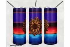Serape Sunflower 20oz Skinny Tumbler Design Sublimation PNG Product Image 1