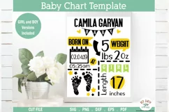 Feet Baby announcement chart template,baby stats SVG,PDF,DXF Product Image 1