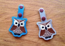 ITH Howard the Owl Vinyl Key Fob or Bag Tag - Snap Tab Machine Embroidery Product Image 3