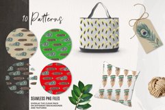 Exotic Feathers Seamless Patterns Watercolor Paper Birds Product Image 3