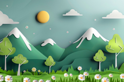 Paper Cut Out Landscape Background Wallpaper Product Image 1