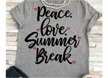 Teacher svg SVG DXF JPEG Silhouette Cameo Cricut math svg iron on Peace love Summer break  summer svg Product Image 1