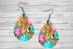 3d sublimation teardrop earrings / leaves 3d wood carving Product Image 1