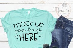 Mock up Bella Canvas 3001 Heather Mint Unisex Mockup Product Image 1