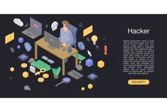 Hacker man concept background, isometric style Product Image 1