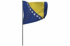 Bosnia and Herzegovina flag on pole. Waving banner isolated. Product Image 1