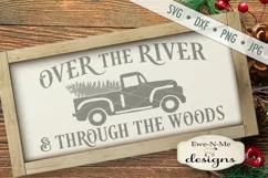 Christmas Old Truck Over River Through Woods SVG DXF Files Product Image 2