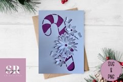 3D Candy cane| Paper cutting | Christmas card svg Product Image 1