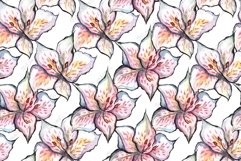 Watercolor alstroemeria floral seamless pattern textile Product Image 1
