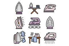 Smoothing-iron icons set, isometric style Product Image 1