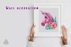 Cute pink unicorn clipart Watercolor Product Image 2