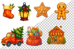 Christmas watercolor clipart bundle. Old Christmas PNG set Product Image 4