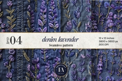 Embroidered Denim Digital Paper| Floral Denim Pattern Product Image 1