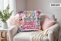 100 days of school Pillow Design, Teacher PNG Sublimation Product Image 1