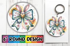 Cozy Circle Keychain Design PNG, Easter Bow Product Image 1