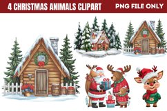 Woodland Christmas Animals Clipart PNG Product Image 1