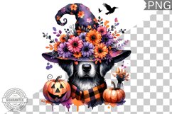 Halloween Dog Flowers Sublimation - Clipart PNG Design Product Image 1