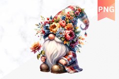 Floral Gnome Sublimation - Gnome Clipart Design Product Image 1