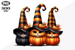 Halloween Cat And Pumpkin Sublimation - Clipart PNG Design Product Image 1