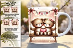 Sublimation 15oz Mug Wrap Png Design , Valentine Bear Product Image 1