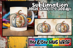 Bright smiles sublimation mug wrap, Pumpkin Watercolor Product Image 1