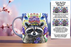 Raccoon &amp; Flower Design Wrap for 11oz/15oz Mug Product Image 1