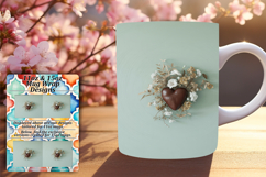 Beautiful 11oz Mug Wrap Png Artwork , 3D Heart Product Image 1