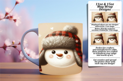 Elegant 11oz Mug Wrap Png Design , Snowman Product Image 1