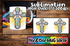 Joyful vibes sublimation mug wrap, Cross and Bow Product Image 1