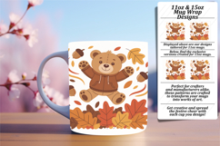 Unique 15oz Mug Wrap Png Design , Cute Bear Product Image 1