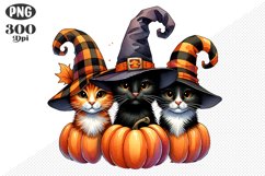 Halloween Cat And Pumpkin Sublimation - Clipart PNG Design Product Image 1