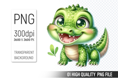 Baby Alligator Clipart, Printable Animals, Wildlife Design Product Image 1