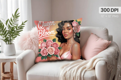 Afro Girl /Woman braided hair Pillow Design, Black Queen PNG Product Image 1