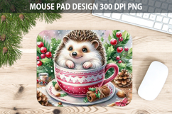Hedgehog Mouse pad Sublimation - Christmas Animal PNG Design Product Image 1