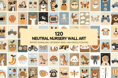 Neutral Kids Wall Art Nursery Printable Posters Cute Product Image 1
