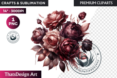 Dark flowers, wedding Florals PNG, Dark Romance Clipart Product Image 1
