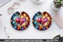 Car Coaster Sublimation, Valentines Coaster PNG Design Product Image 1
