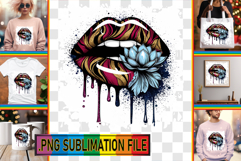 Joyful Sublimation TSHIRT Designs, Dripping Lips Product Image 1